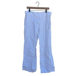 Eileen Fisher White Linen Pants Women's Size Straight Wide Leg Lightweight Sz 12